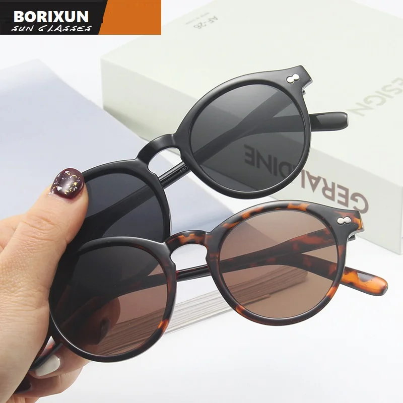Retro Vintage Runde Polarisierte Sonnenbrille Männer Marke Designer Sonnenbrille Frauen Angeln Schwarz Rahmen Objektiv Brillen Fahren_voghion.com