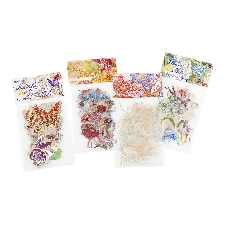 30 pcs Bronzing Decorative Stickers aesthetic Butterfly Adhesive Diy Sticker Diary Album Scrapbooking Collage material