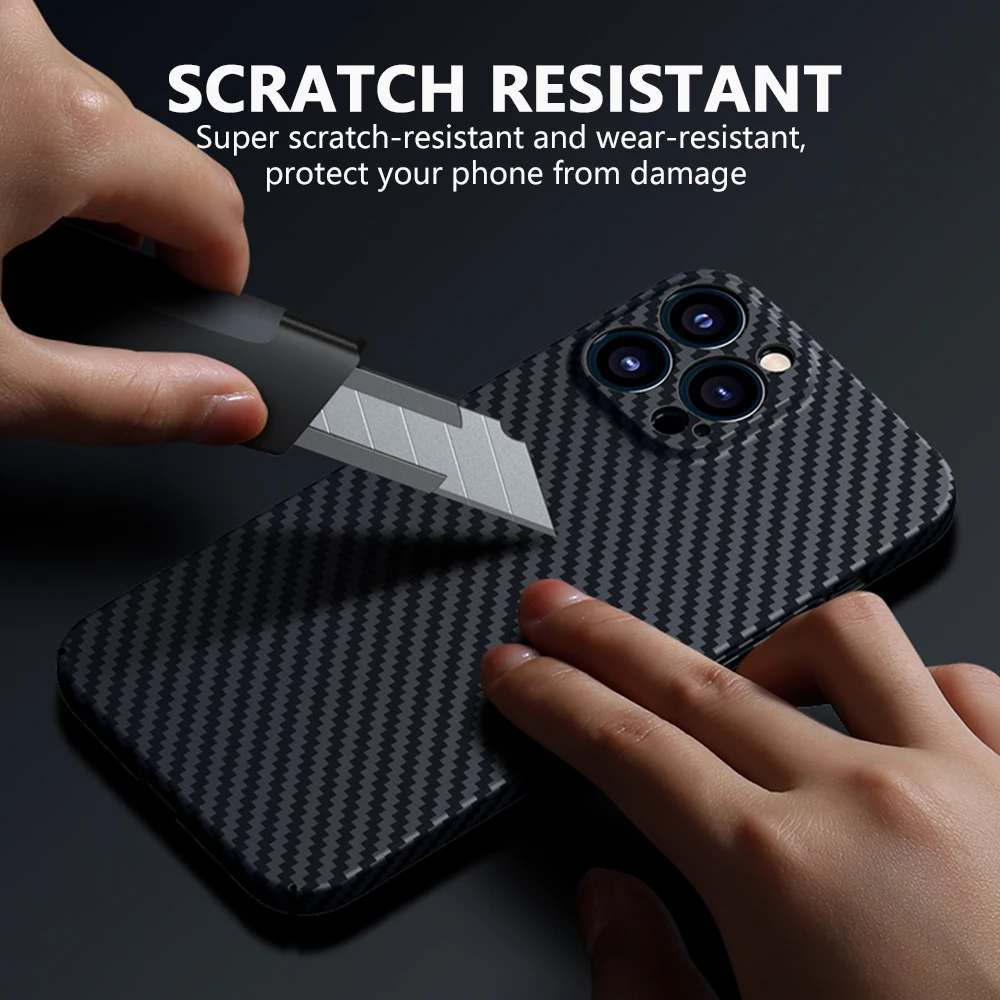 Carbon fiber Hard Case for iPhone 13 12 11 Pro Max XS X XR Ultra Thin Full Coverage Protection Anti-Knock Texture Phone Cover