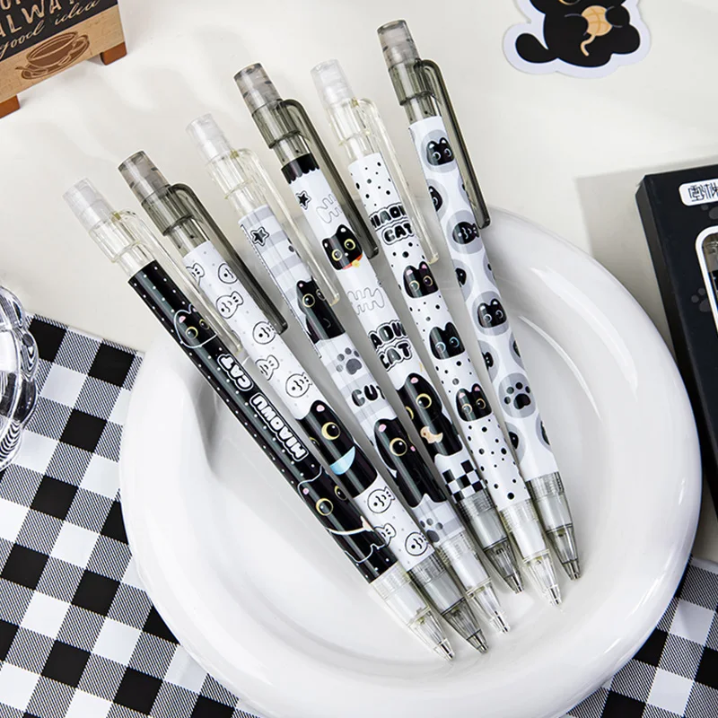 Mechanical Pencils 0.5mm for Writing & Drawing, Cute Cat Design, Ideal for Office & School Use, Multicolor Set of 6 - 2