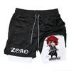 Anime Print Two-in-one Men's Elastic Double-layer Shorts Summer Quick-drying Running Fitness Compression Sports Shorts M-3XL 2