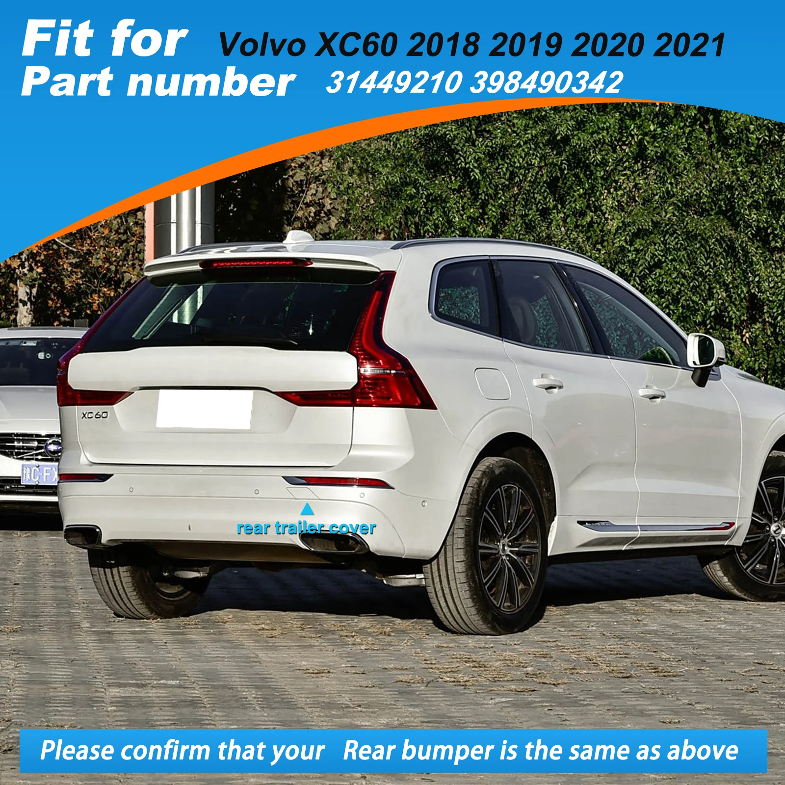Car Rear Bumper Hook Cover Rear Bumper Tow Hook Cover Cap Towing Eye For VOLVO XC60 Accessories 31449210 398490342 Right Passenger Side