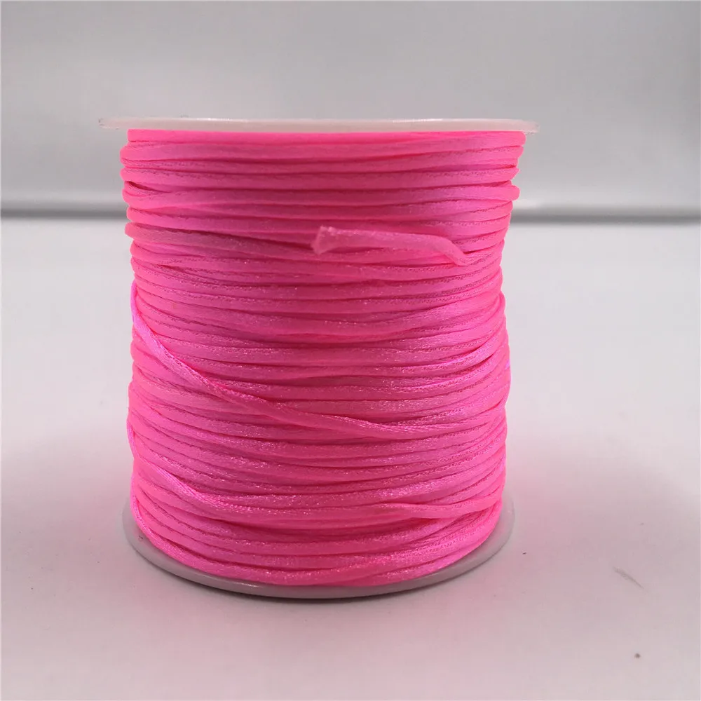 1MM 50meters Fuchsia Macrame Cord Strong Braided Silk Satin Nylon Rope DIY Making Findings Beading Thread Wire