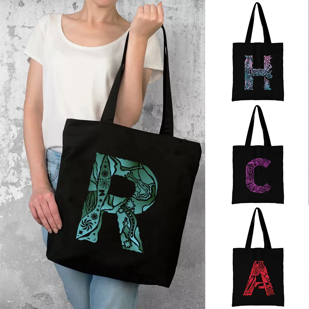 

2023 Girl Shopping Shoulder Bags Canvas Tote Bag for Women Shopper Handbag Organizer Reusable Eco Storage Schoolbag Letter Print