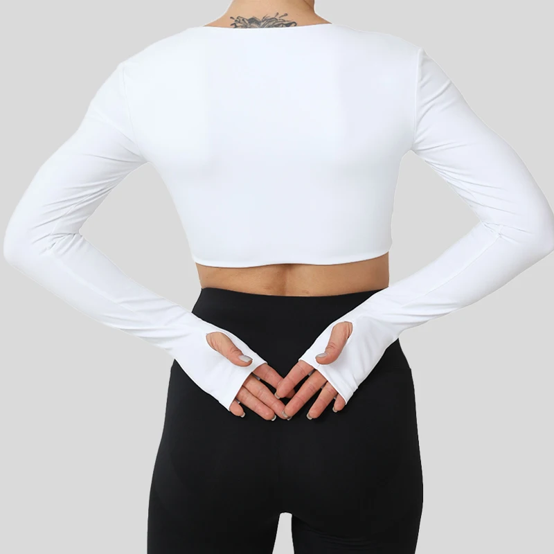 Sexy Long Sleeve Shirt Women Gym Crop Top Women Quick Dry Yoga Clothing Outdoor Leisure Long Sleeved Top Female Cross Sportswear