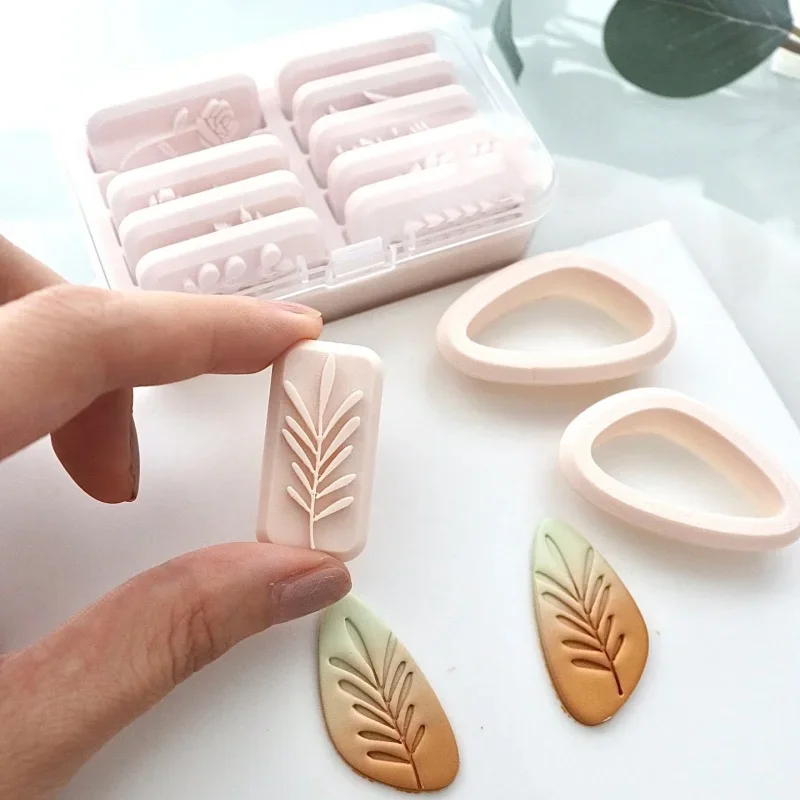 Clay Cutter Flower Plant Leaves Stamps Polymer Clay Molds Pottery Ceramic Embossed Jewelry Earring Making Tools