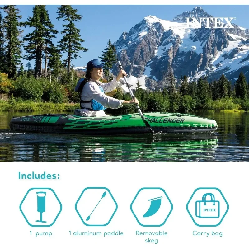 Challenger Super Strong PVC Inflatable Deluxe 86 in Kayak with Paddles & High-Output Pump 5