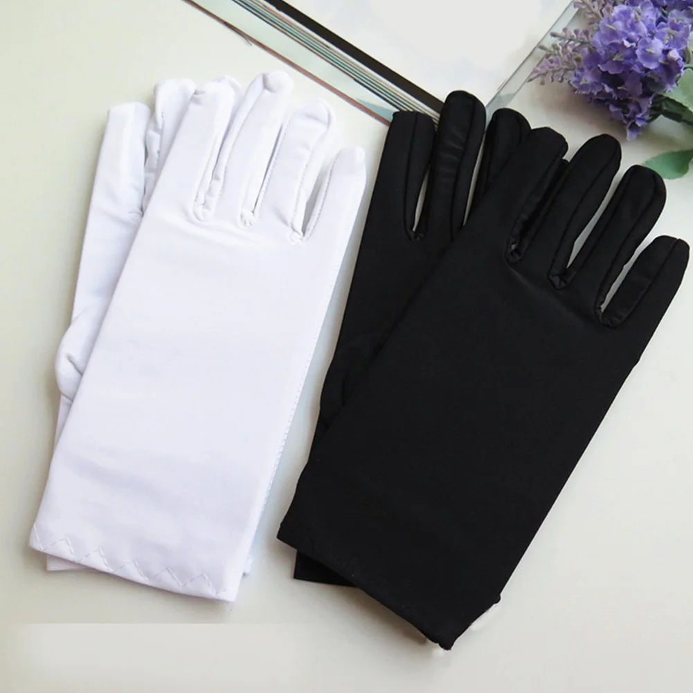 

4 pairs Fashion Summer Spandex Gloves Men Women Sunscreen Driving Glove Black Etiquette Thin Stretch Dance Tight White Gloves