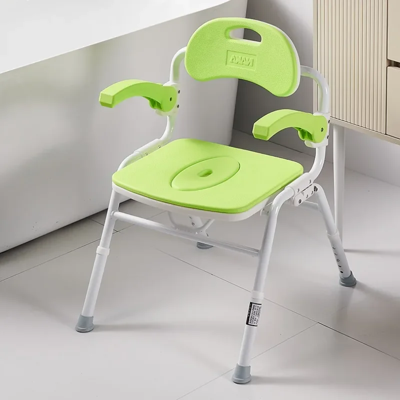 Elderly Pregnant Women Bathroom Chair, Foldable Disabled Handicap Shower Seat, Non-slip Widened Seat Bath Aids Handicapped Chair