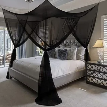 Moustiquaire Sexy Palace quatre portes King/Queen Double taille maison lit simple prévenir les insectes extérieur carré grâce blanc auvent Net 1