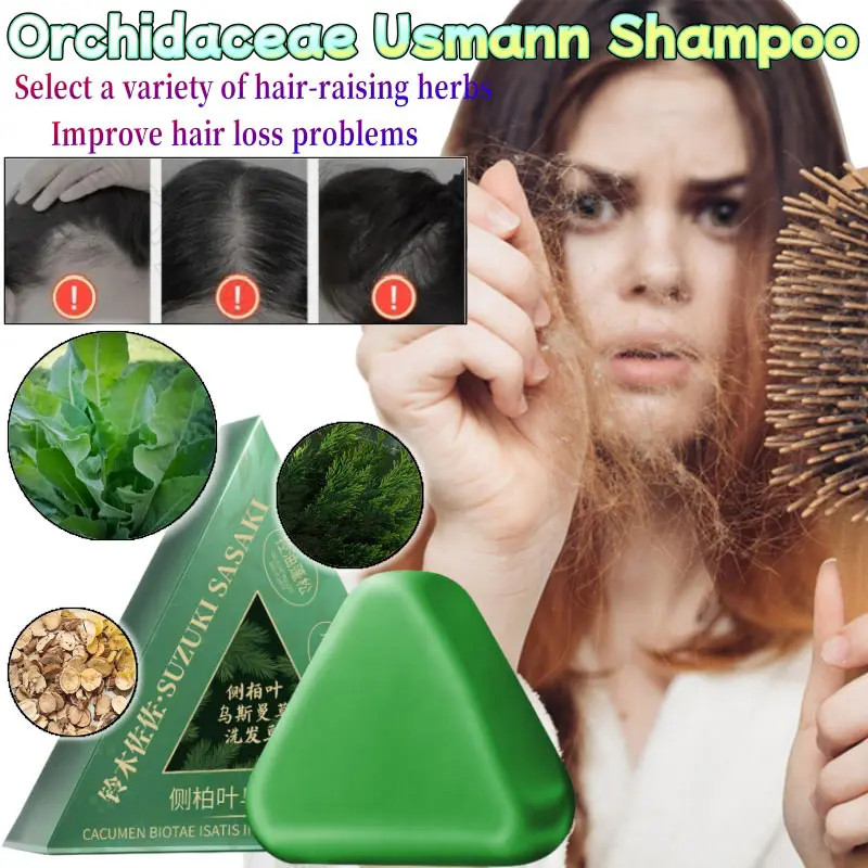 Shampoo Solido Naturale Usman Grass Platycladus alle Erbe per la Crescita dei Capelli, Trattamento Anticaduta, Rinforza le Radici, Controlla il Sebo, Purifica il Cuoio Capelluto - immagine 3