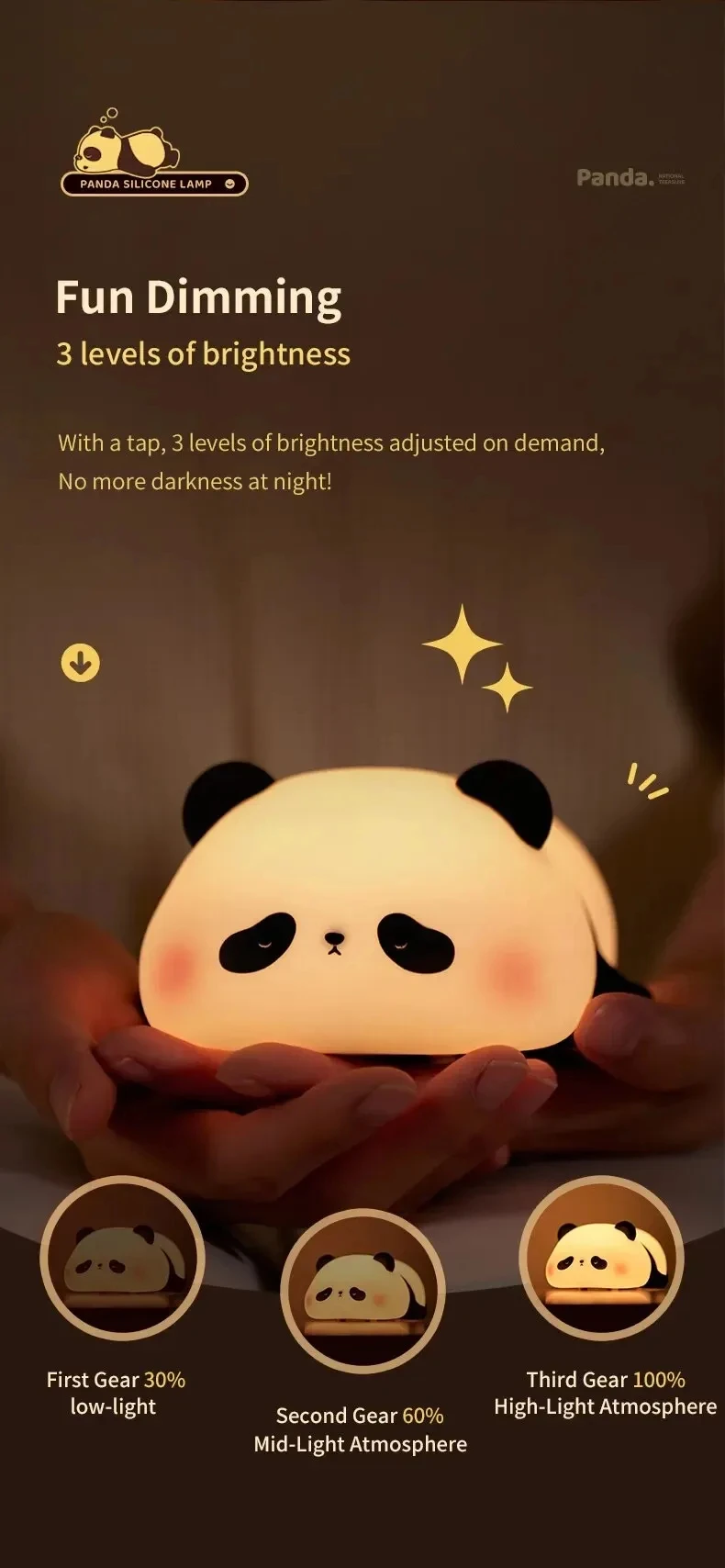 Description Picture 6 of itemPangda Gift Silicone Pat Lamp LED Bedside Lamp Christmas Pat Silicone Night Light Charging Companion Sleep Lamp Outdoor Camping