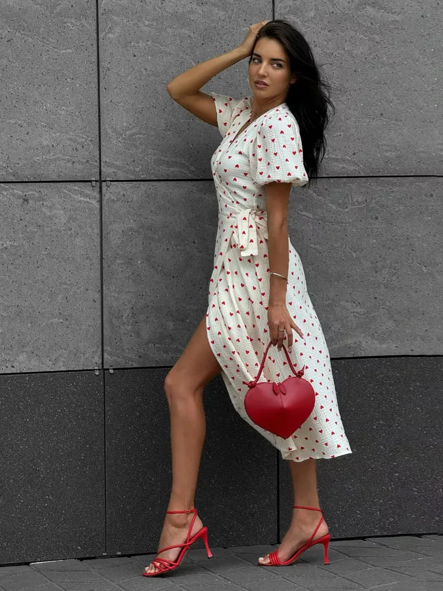 Women's Loose Fit Cotton Blend Maxi Dress with V-Neck & Short Sleeves Sb99d2099570b45179f1a39386277713c5