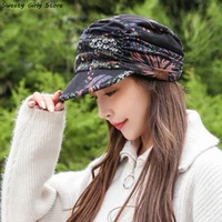 Women Slouchy Skullies Caps Ethnic Style Berets Hat Comfortable Spring Bonnet Cap New Warm Turban Short Brim Beanies Hats 2025 2