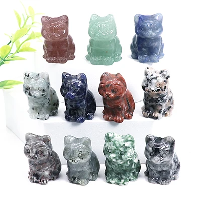 Natural Stone Animals Crystals | Natural Stone Cat Crystals | Animal Statue  Decoration - Beads - Aliexpress