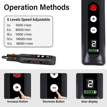 Toolour Cordless Rotary Tool Kit 5 Variable Speed 18000 RPM 155 Accessories for Sanding, Polishing, Drilling, Carving, Cutting 2