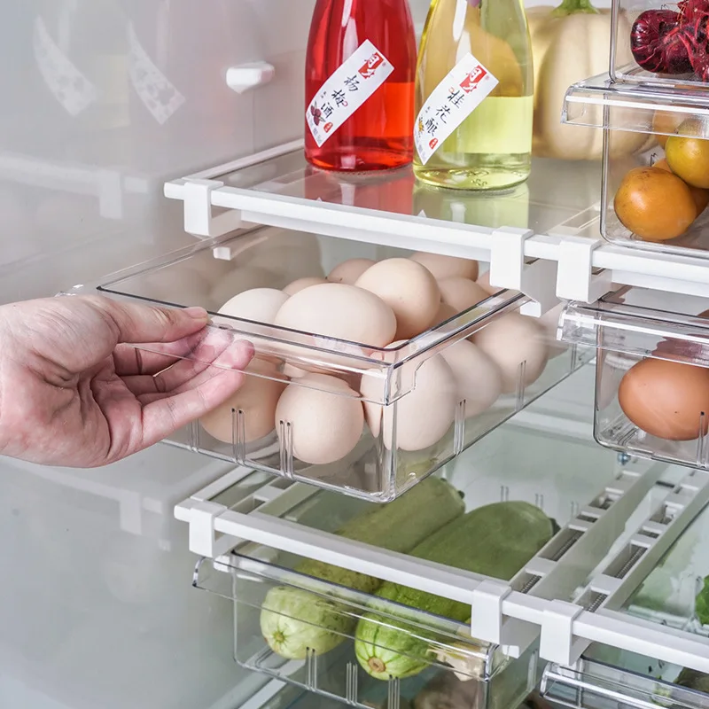 Comprar Organizador para refrigerador, almacenamiento de huevos, frutas y  verduras, productos de despensa de plástico, mango recortado, 1 ud.