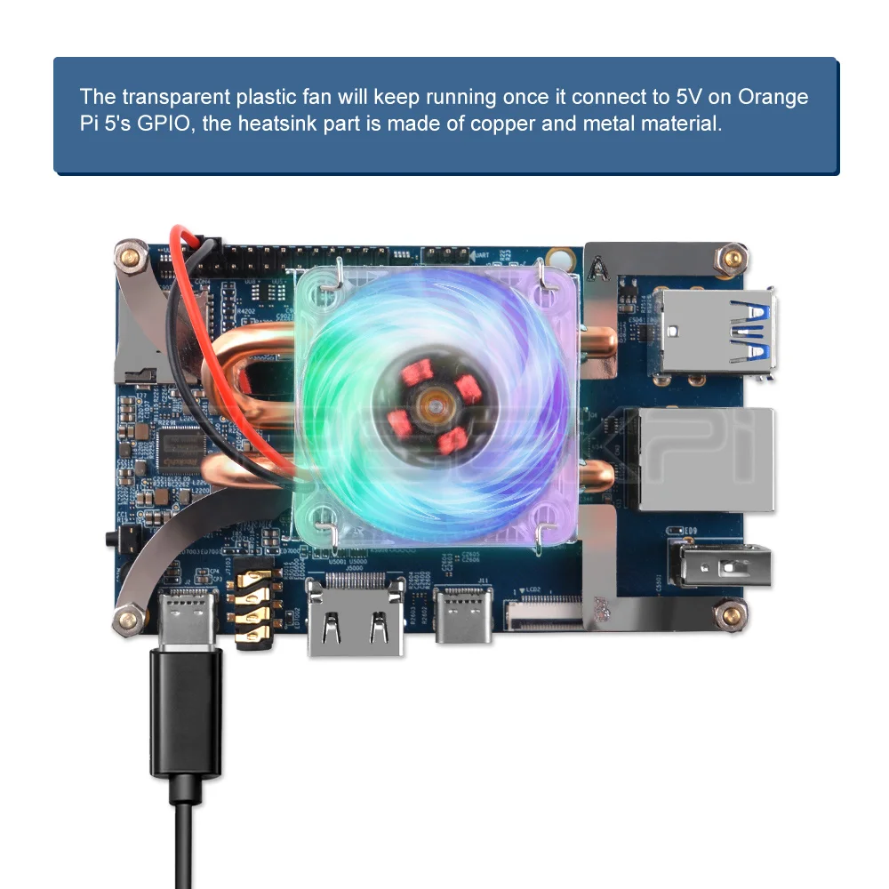 Geeekpi Laranja pi Laranja pi 5b Baixo Perfil Ice-tower Cpu Rgb Led Luz Ventilador de Refrigeração do Radiador - Imagem 6