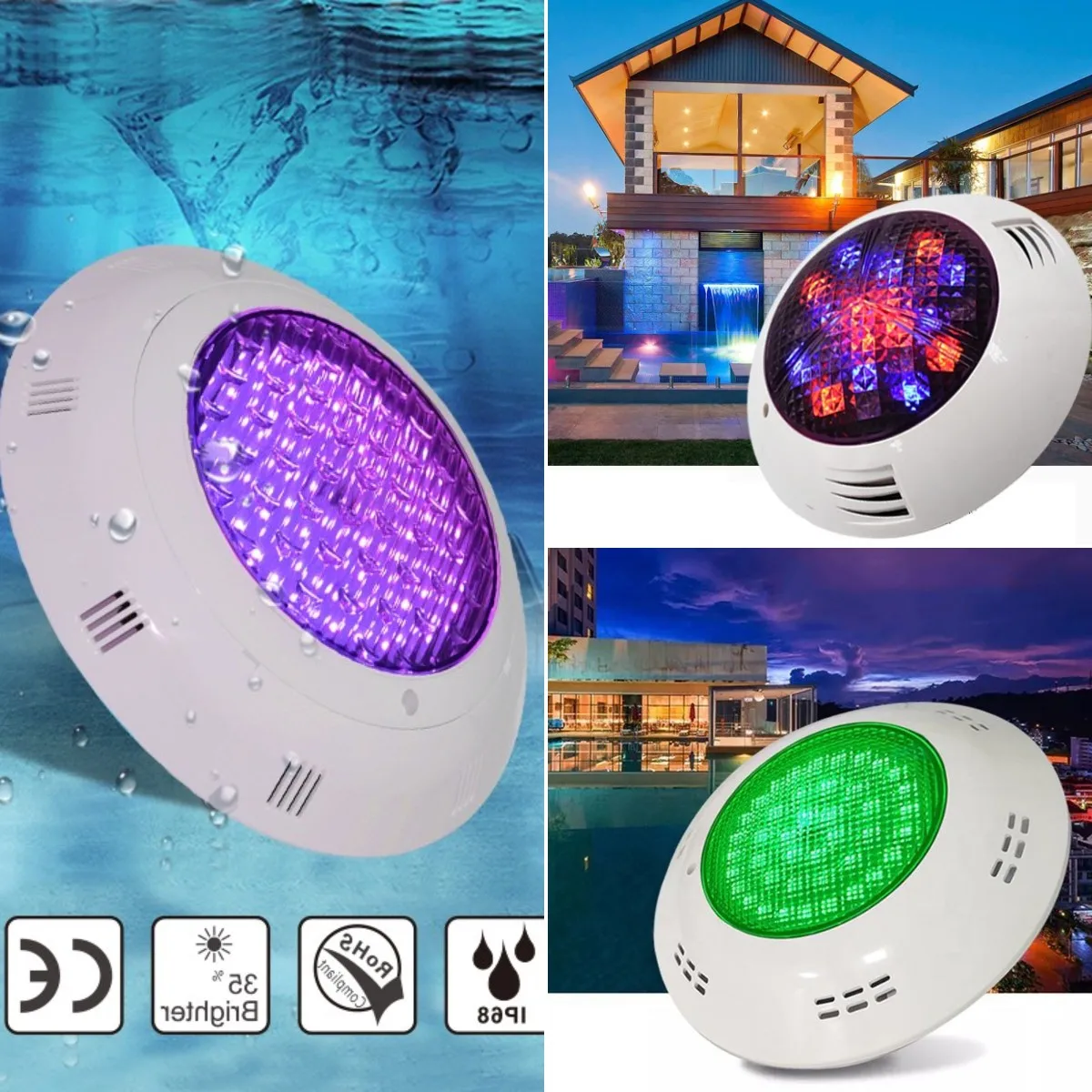 Rgb Lampada Subacquea Led Telecomando Outdoor Summer Time Backyard Garden Pool Lights Ac 12V Impermeabile Ip68 Pc A Parete