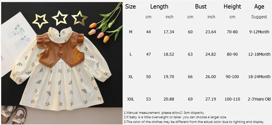 Frühling Herbst Baby Mädchen Langarm Kleid Blume Gedruckt Koreanischen Stil Kleid Mädchen Casual Ausflug Kleidung – Detail 1