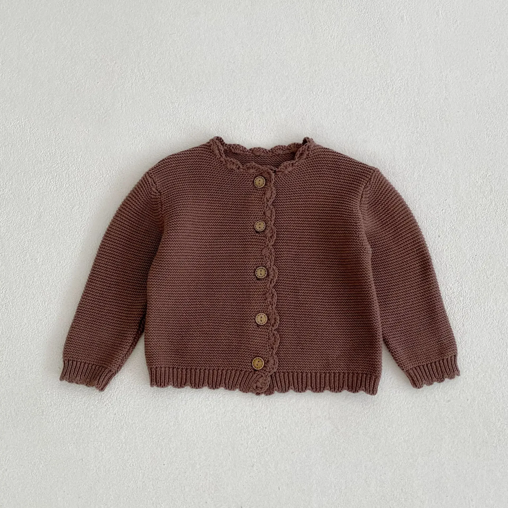 2024 Autumn New Baby Long Sleeve Sweater Coat Boys Girls O-neck Cardigan Jacket Infant Toddler Solid Versatile Knitted Clothes 5