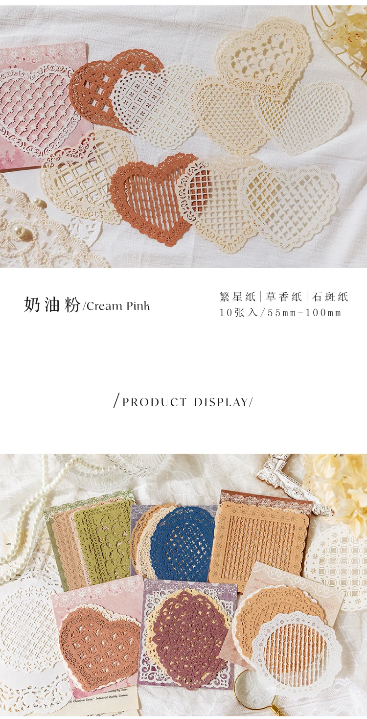 10 Stück/Packung Vintage INS Hohlspitze Material Papier DIY Dekoratives Basismaterial Papier Scrapbooking Junk Journal Supplies – Detail 9