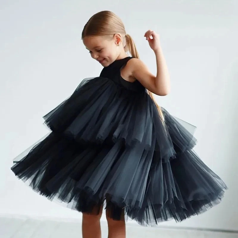 

Children Luxury Party Formal Flower Girls Dress For Wedding Birthday Kids Christmas Ceremony Dresses Knee Length Tutu Ball Gown