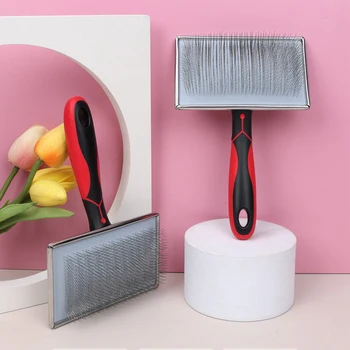 Pet Dog Hair Removal Needle Comb Fur Trimming Cleaning Brush Large Dog Grooming Tool Cat brush anti slip handle steel nail comb 1