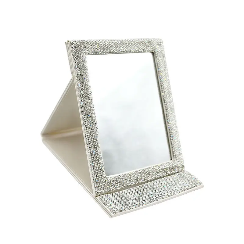 가벼운 다이아몬드가 박힌 화장 거울, 대형 접이식 거울, 휴대용 기숙사 종이 거울, 휴대용 드레싱 거울