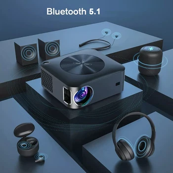 Salange FULL Hd 1080P Projector 5G WiFi Smart Android Home Theater 4K Video Bluetooth 450ANSI Outdoor Proyector 4P/4D Keystone 6