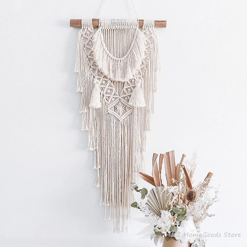 

Макраме Bobo гобелен настенный Плетеный вручную украшение для дома аксессуары скандинавский искусство кисточка для квартиры общежития спальни