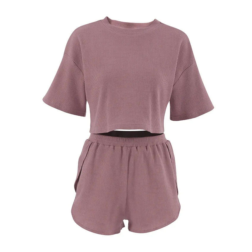 Fashion Knitted Short-sleeved Two-piece Set Casual Cool Breathable Women's Outer Wear Clothes Summer Sets Womens Outfits