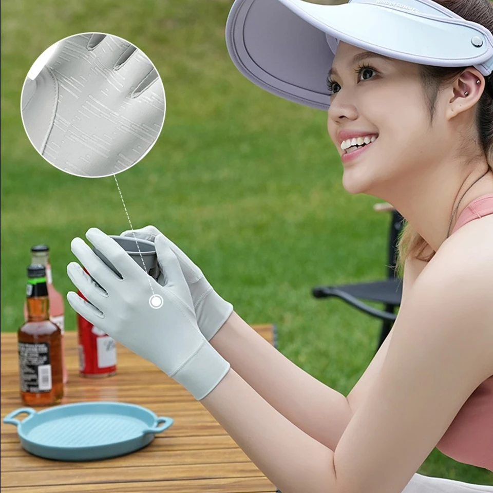 GTUBIKE Summer Ice Silk Gloves Sunscreen Cool Two-Finger Cycling Slender Driving Thin Breathable Outdoor Touch Screen Gloves