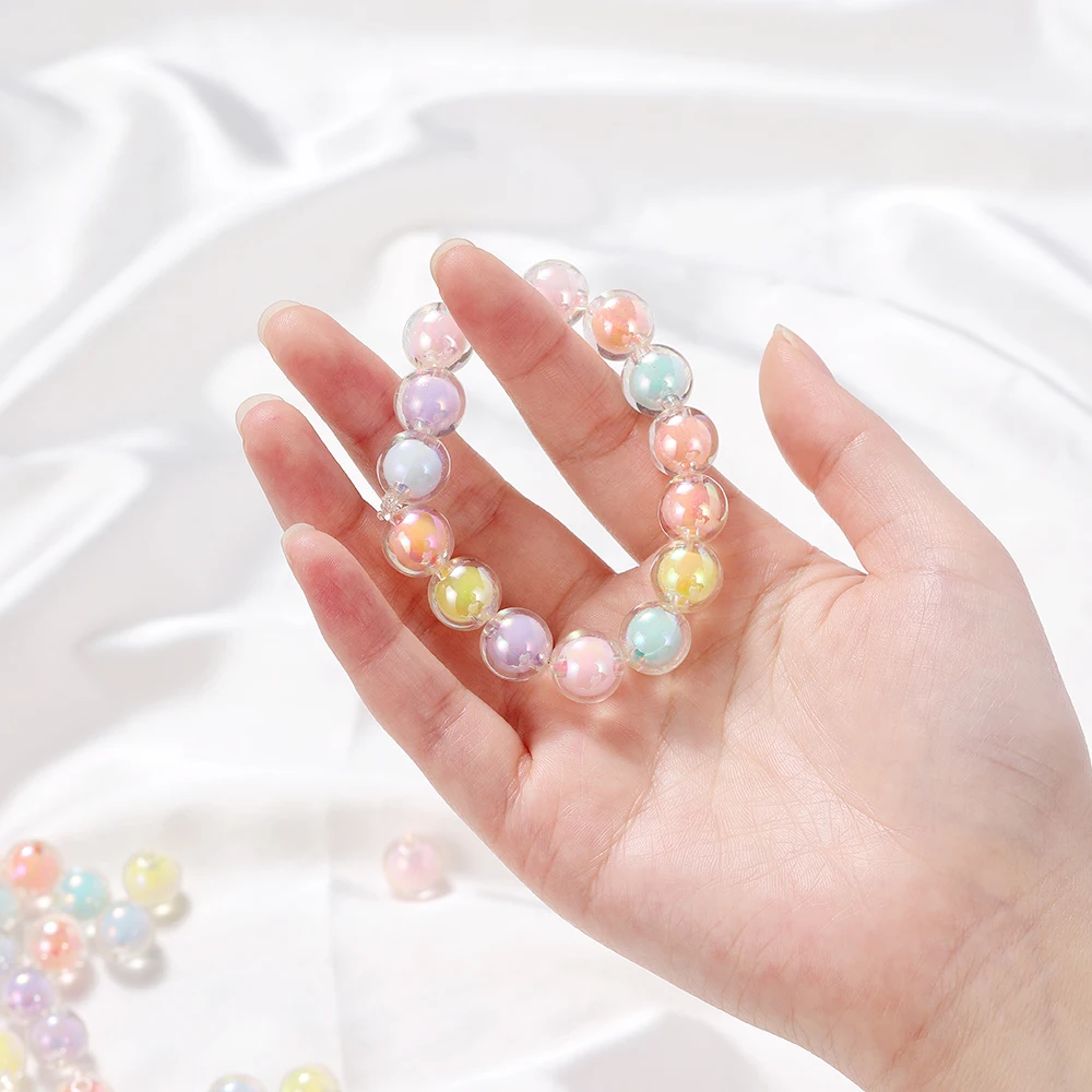 30-50 Stück 8-15mm runde Acryl transparent matt ab Farbe lose Perlen Abstand halter Perlen für DIY Schmuck Herstellung hand gefertigten Accessoires – Detail 4