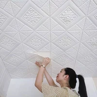 1Pcs 35*35cm Self-adhesive 3D Background Wallpaper Foam Wall Sticker Waterproof Moistureproof Living Room Decoration 1