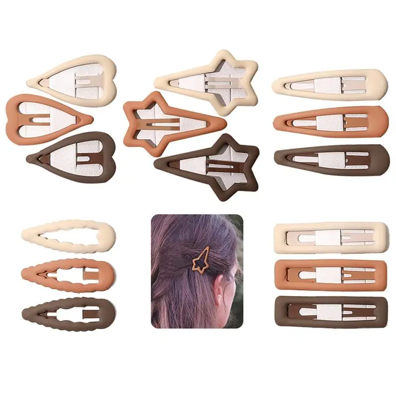 

15Pcs Star Heart Drop Shape Hairpin For Girls Black BB Clips DIY Hair Accessories Women Toddlers Electroplate Metal Barrettes