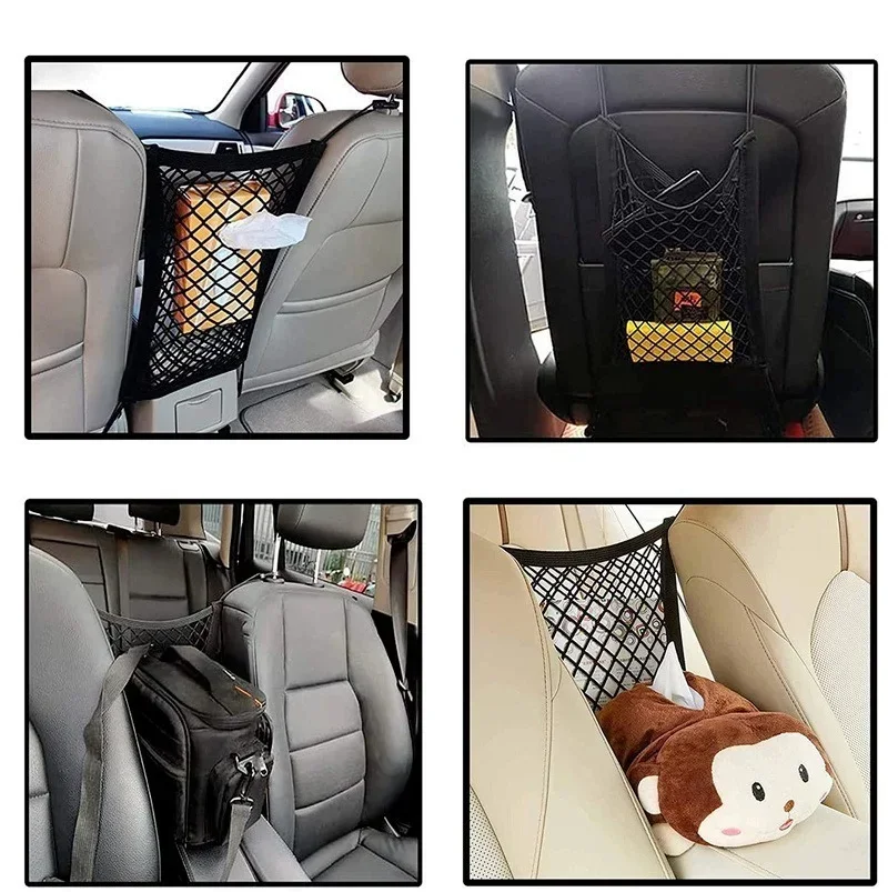 Car Storage Net 1Pc Car Truck Seat Mesh Storage Net Bag Hook Between Seats Organizer Holder Pocket Universal Elastic Polyester