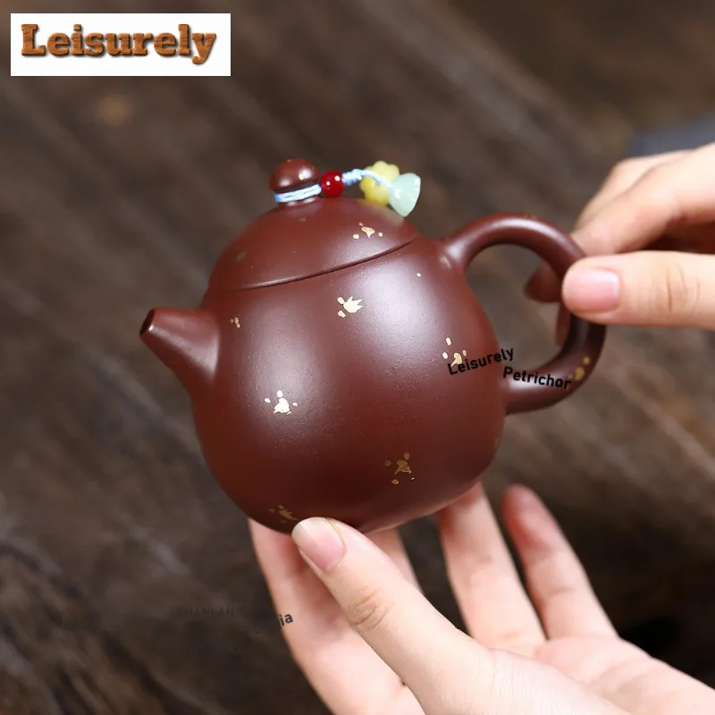 Classic Yixing Purple Clay Teapots Famous Master Handmade Sprinkle Gold Pot Raw Ore Purple Zhu Mud Kettle Zisha Teaset Drinkware