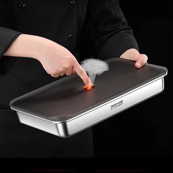 Certificazione LFGB Scatola per la conservazione degli alimenti sottovuoto leggera in acciaio inossidabile 304 Vassoio da forno antiaderente Contenitore per frigorifero 1