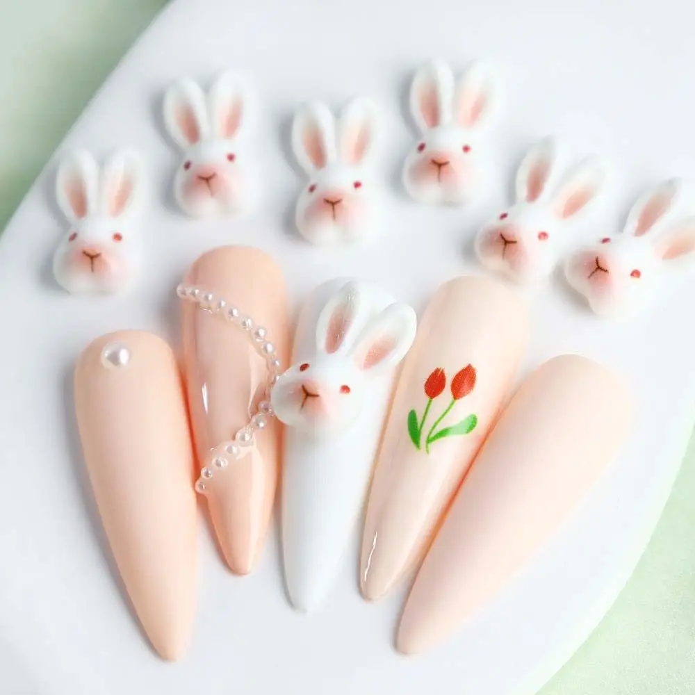 

10Pcs Cartoon Resin Mini Rabbit Art Nail Flatback Applique Nail Ornaments DIY Manicure Accessories