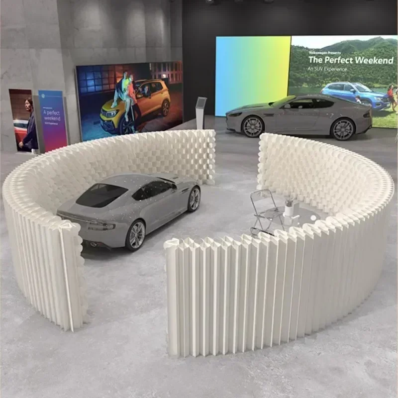 Creative Fish Scales Removable White Organ Paper Wall Screen Room Dividers Office Partition Folding Baffle 1.6m 2m 2.4M Height