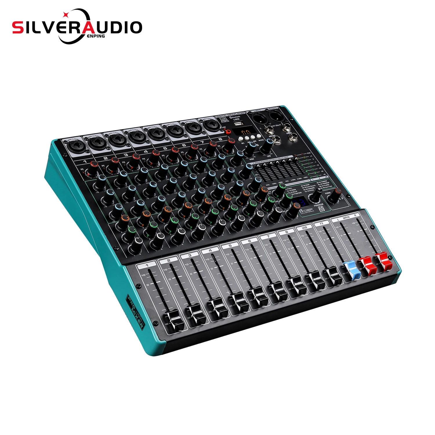 

GAX-TK8 Compact 8 Channel Audio Mixer with USB/Blueteeth Input for Podcasting and Streaming