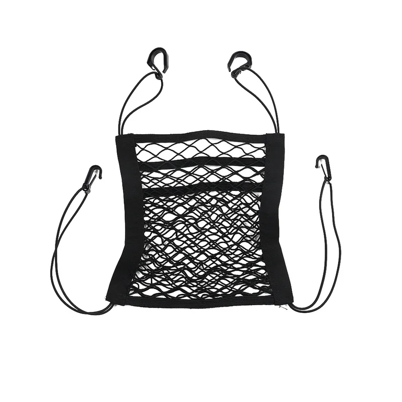 3-Layer Car Storage Net Bag Between Seats Car Divider Pet Barrier Stretchable Elastic Mesh Bag Organizer Auto Accessories