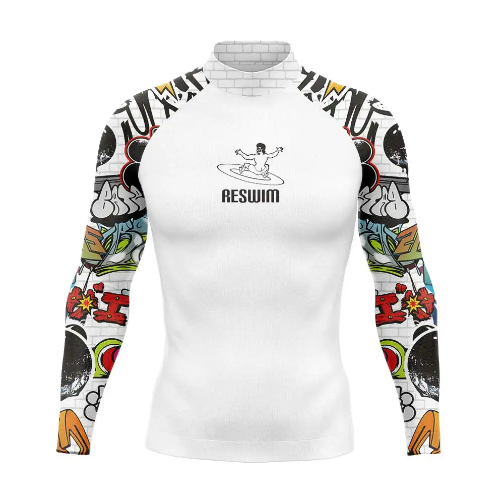 Men's Long Sleeve Rash Guard Swim Shirt Uv Sun Protetion Swimsuit Surfing Diving T-shirt Basic Skin Suit Tops Swimming Rashguard