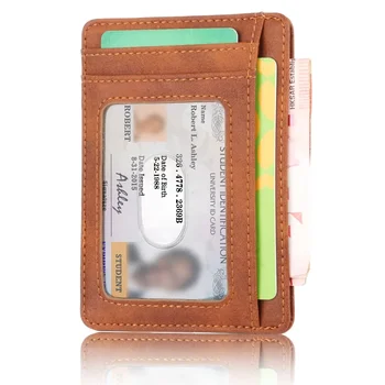 Portafoglio con blocco RFID Copertina per biglietti da visita per custodia Porta carte di credito in pelle da uomo super sottile Portafoglio da viaggio Portafoglio minimalista