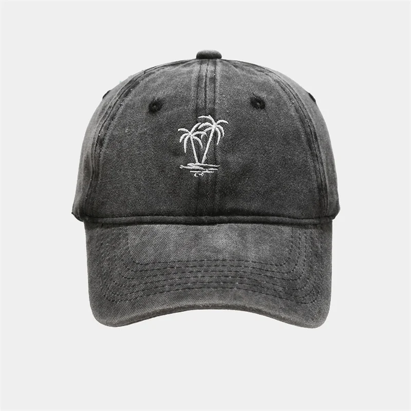Unisex Vintage gewaschene Baumwolle Caps Kokospalme Stickerei Baseball Cap Männer Frauen verstellbare Casual Outdoor Streetwear Sport Hut – Detail 6