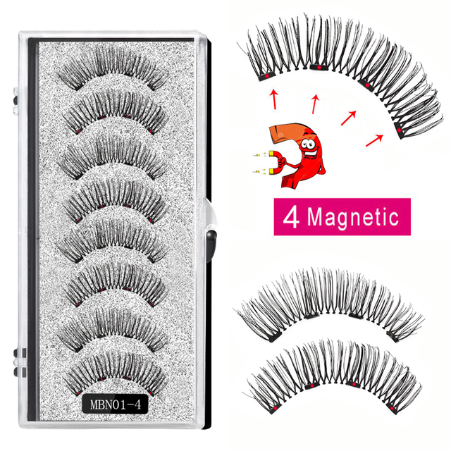 4 Magnet Magnetic Eyelashes Natural Long 3D Mink Lashes Magnetic False Eyelashes Extension with Faux Cils Magnetique 2022 New