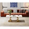 Modern coffee table, 47-inch imitation marble geometric frame cocktail table, rectangular table end table furniture 4