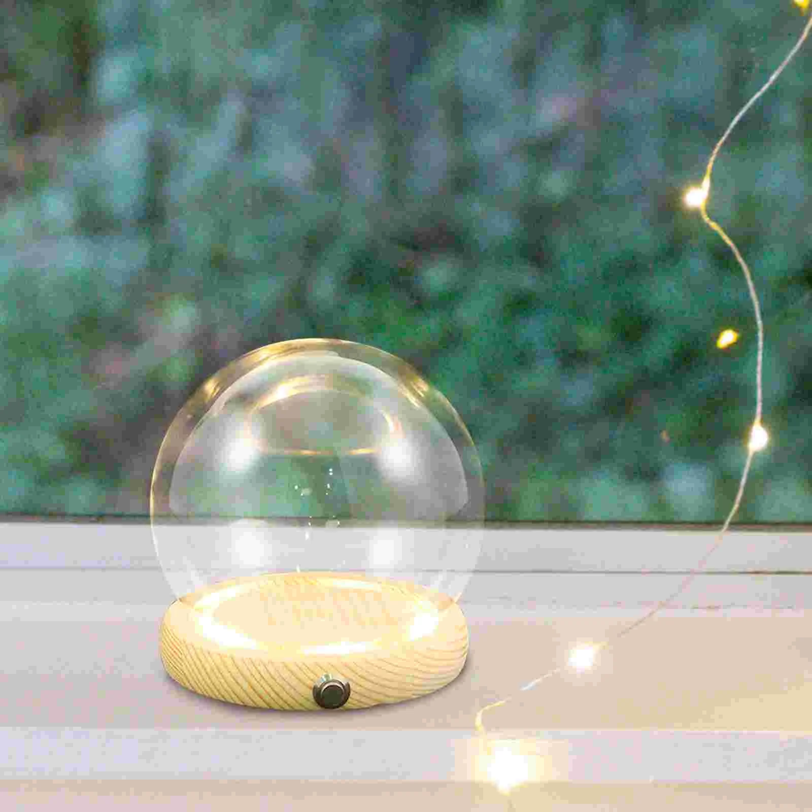 Glowing Wooden Base Eternal Flower Glass Dome Display Case Transparent Dustproof Cover Home Decor Vases Fine Workmanship 3