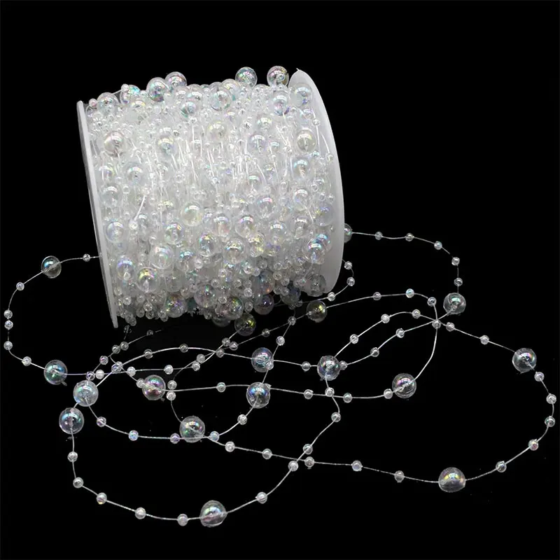 Imitation Pearl String Fishing Line Artificial Pearls String 8+3mm Bead Chain for Craft Garland Flower Wedding Decor 2/5/10Meter